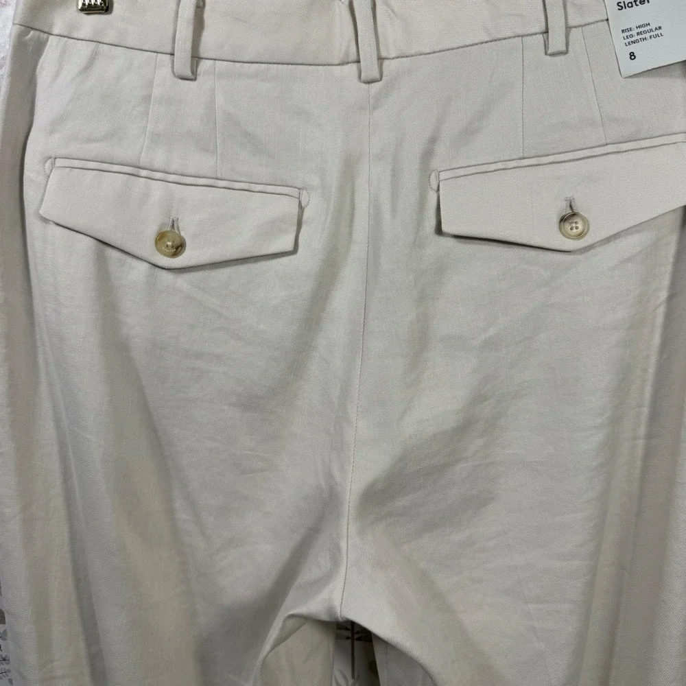 Babaton Aritzia‎ Slater Pant 8 Matte Pearl High Rise Linen TENCEL Trouser NWT